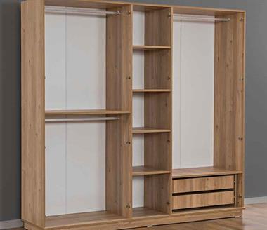 Akasya Başlıklı 5 Kapılı Yatak Odası Takımı Meşe (Karyolasız)