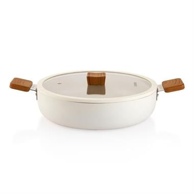 Schafer 1S0848-21001-KRM06 Ceramoni Seramik Basık Tencere 30 Cm-Krem