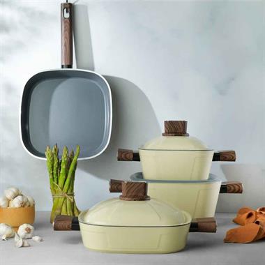 Schafer 1S0845-21003-KRM01 Challenger 7 Parça Seramik Tencere Seti-Krem