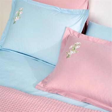 Özdilek Pike Takımı Nakışlı Çift Kişilik Pembe-Mavi Waffle