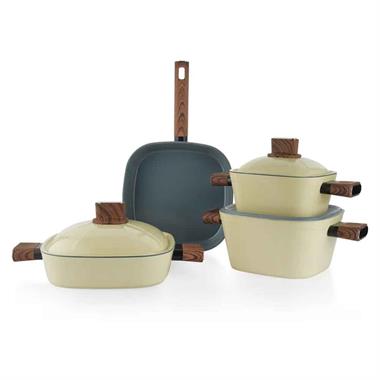 Schafer 1S0845-21003-KRM01 Challenger 7 Parça Seramik Tencere Seti-Krem