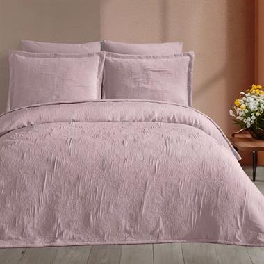 Elart Nice Çift Kişilik Yatak Örtüsü 3 Parça (240x250 cm) Gülkurusu