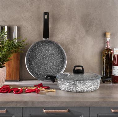 Schafer 1S1621-22006-GRI01 Eternal Basık Tencere 26Cm+Tava 26Cm-2 Li Set-Gri