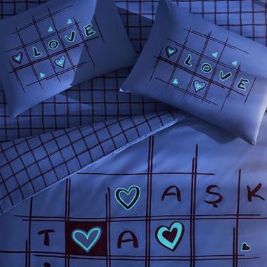 Taç Romenta Glowlu Ranforce Çift Kişilik Nevresim Takımı Kırmızı