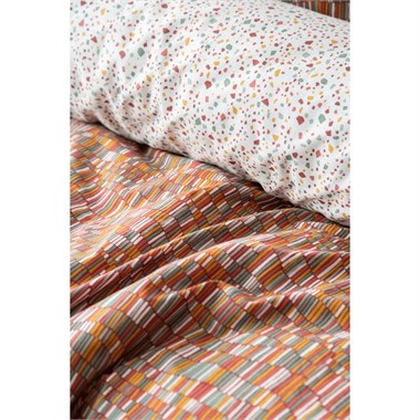Apricitas Leros Terracotta Çift Kişilik Complete Set %100 Pamuk Mermer Desenli 4 Parça Nevresim Takımı