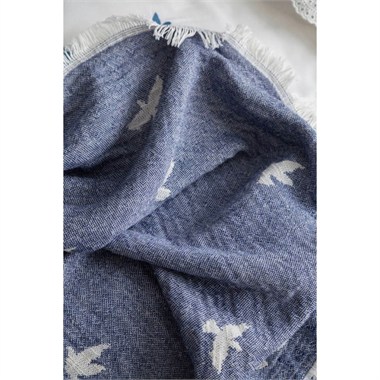 Apricitas Çift Kişilik Timeless Prime Set Albatros Indigo 8 Parça Pamuklu Nevresim, Pike ve Yatak Örtüsü Seti