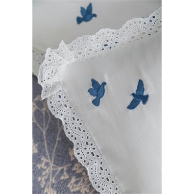 Apricitas Çift Kişilik Timeless Prime Set Albatros Indigo 8 Parça Pamuklu Nevresim, Pike ve Yatak Örtüsü Seti