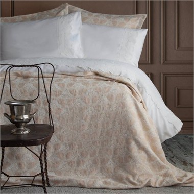 Apricitas Madrid Beige Çift Kişilik Yatak Örtülü Krep Nevresim Takımı 7 Parça