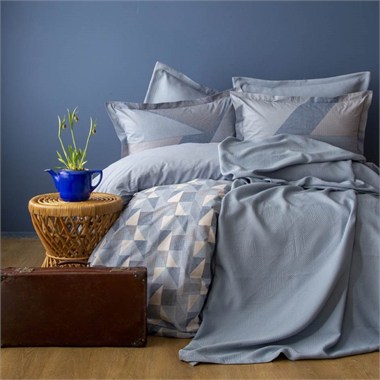 Apricitas Cozy Set Senro İndigo Tek Kişilik Yatak Örtüsü ve Nevresim Takımı 5 Parça