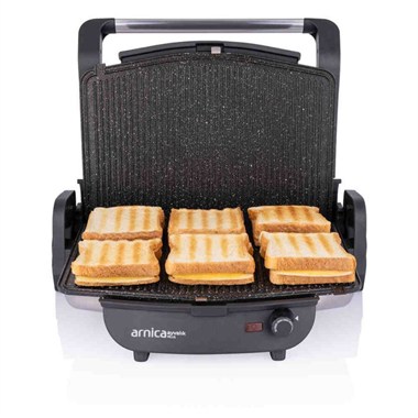 Arnica GH26400 Ayvalık Plus Siyah Izgaralı Tost Makinesi 6 Tost Kapasiteli
