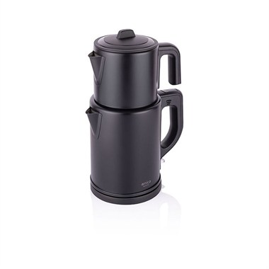 Arnica IH33282 Demli XL Siyah Çay Makinesi 1.3 L Demlik 2.2 L Su Isıtıcı