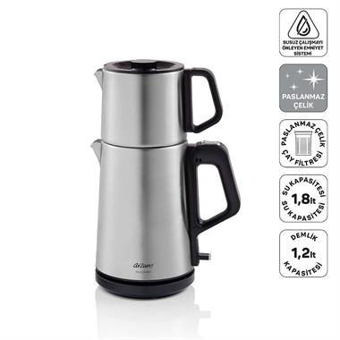 Arzum AR3149-0600 Teacharm Paslanmaz Çelik Çay Makinesi 1.8 L + 1.2 L