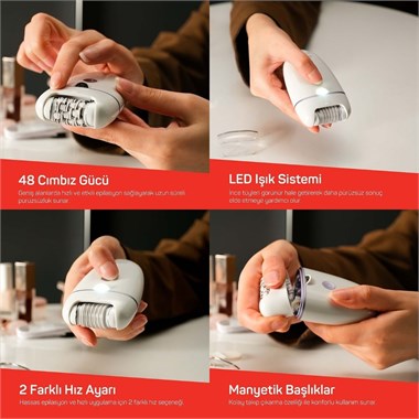 Arzum AR5173-0200 Sateen Touch 48 Cımbızlı Şarjlı Epilasyon Cihazı