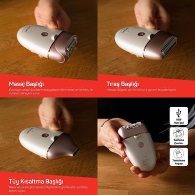 Arzum AR5175-0200 Sateen Touch Pro Şarjlı Epilasyon Seti 48 Cımbızlı USB Şarjlı Epilatör