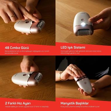 Arzum AR5175-0200 Sateen Touch Pro Şarjlı Epilasyon Seti 48 Cımbızlı USB Şarjlı Epilatör