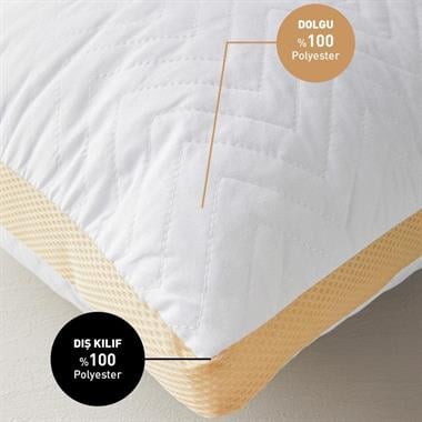 Englısh Home Air Plus Beyaz-Gold Fileli Mikrofiber Yastık 50x70cm