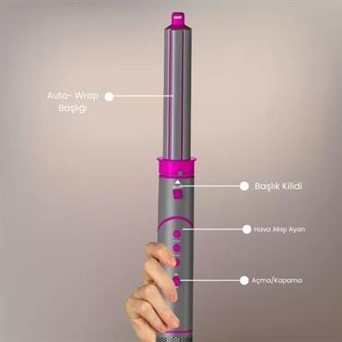 Mieco Aria 8 in 1 Saç Kurutma ve Şekillendirme Seti Gri-Pembe