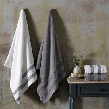 Taç Velvet Pure Cotton Hamam Set Beyaz-Antrasit