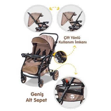 Baby Care BC 500 Combo Maxi Alüminyum Bebek Arabası Gold Siyah