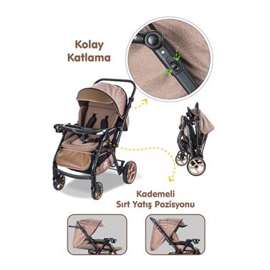 Baby Care BC 500 Combo Maxi Alüminyum Bebek Arabası Gold Siyah