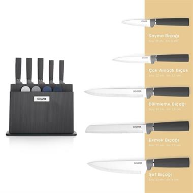 Schafer 1S2041-19086-SIY01 Forge Kesme Tahtası/Bıçak Seti 10 Parça-Siyah