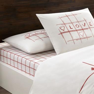 Taç Romenta Glowlu Ranforce Çift Kişilik Nevresim Takımı Kırmızı