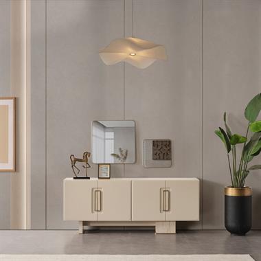 Akkor Aynalı Konsol MDF Gövde Lake Kapak Modern Salon Konsolu