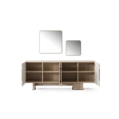 Akkor Aynalı Konsol MDF Gövde Lake Kapak Modern Salon Konsolu