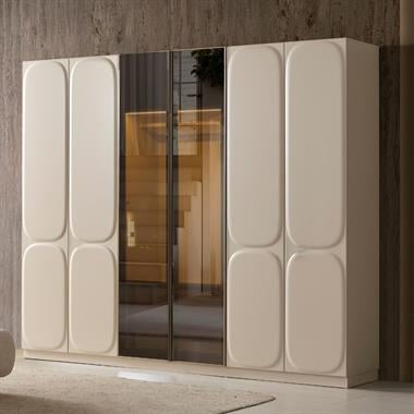 Bubble 6 Kapılı MDF Gardırop Vizyon Bej 240 cm