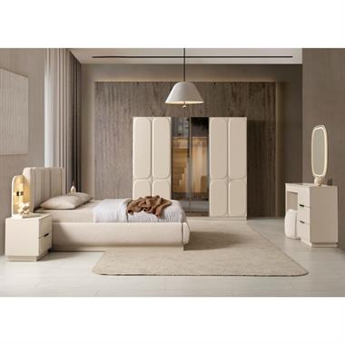 Bubble Bazalı Yatak Odası Takımı Vizyon Bej 160x200 MDF Lake