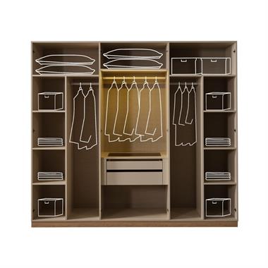 Capella 6 Kapılı Reflekte Camlı Gardırop 240x216 cm (D1)