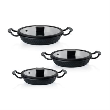 Schafer 1S2825-06002-SIY01 Hektor 3 lü Döküm Sahan Seti 6 Parça-Siyah