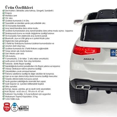 Akar Boss GT Beyaz 97-022 4x2 Kumandalı Akülü Araba