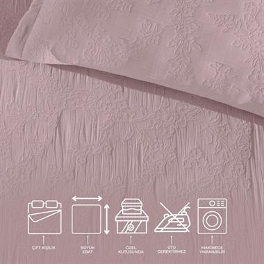 Elart Nice Çift Kişilik Yatak Örtüsü 3 Parça (240x250 cm) Gülkurusu