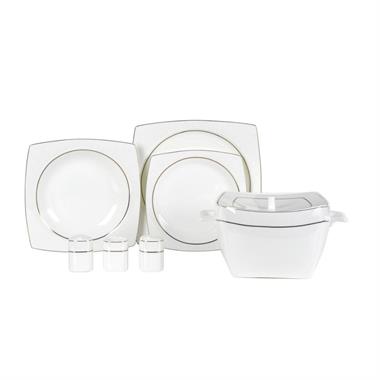Korkmaz A8460 Bone Sel. 60 Parça Kare Yemek Takımı
