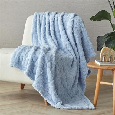 Englısh Home Fancy Love Jakarlı Wellsoft Açık mavi TV Battaniye 120x160 cm