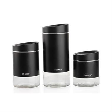 Schafer 1S6475-05002-SIY01 Silver Touch 3 Boy Kavanoz Seti-Siyah
