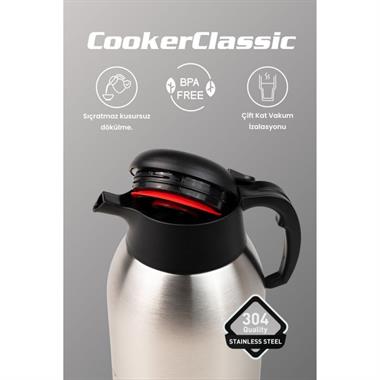 Cooker CKR2104 Çelik Termos 2 Litre Isı Korumalı Paslanmaz Çelik Termos