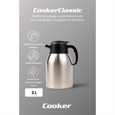 Cooker CKR2104 Çelik Termos 2 Litre Isı Korumalı Paslanmaz Çelik Termos