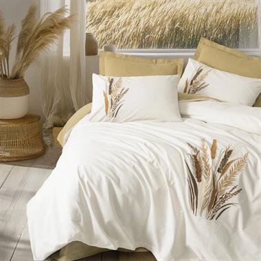 Cotton Box Brode Alvora Ranforce %100 Pamuk Nevresim Takımı Hardal Çift Kişilik