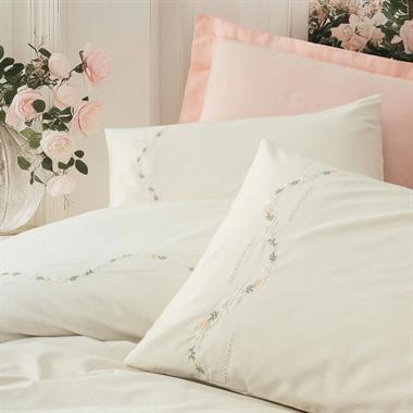 Cotton Box Brode Orya Ranforce %100 Pamuk Nevresim Takımı Çift Kişilik Somon