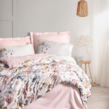Cotton Box Dalya %100 Pamuk Saten Çift Kişilik Nevresim Takımı Pudra