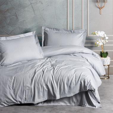 Cotton Box Elegant Stripe Çift Kişilik Saten Nevresim Takımı Gri