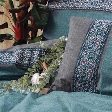 Cotton Box Folkart Erna Ranforce Nevresim Takımı Petrol Çift Kişilik