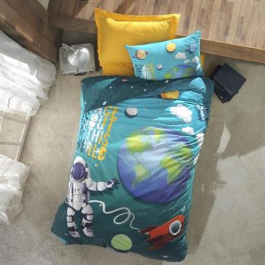 Cotton Box Junior Little Astronaut Turkuaz Tek Kişilik Ranforce %100 Pamuk Nevresim Takımı 160x220 cm