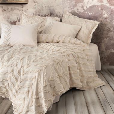 Cotton Box Limi Crimp Yatak Örtülü Nevresim Takımı Çift Kişilik Bej