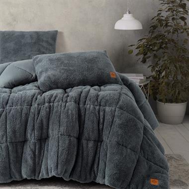 Cotton Box Peluş Yorgan Set Gri Nanojel Elyaf Dolgulu 3 Parça