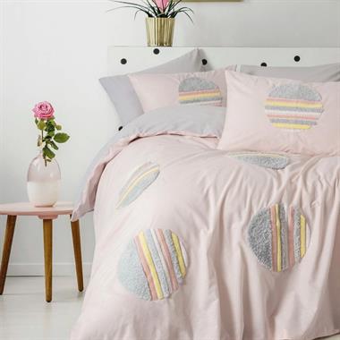 Cotton Box Puff Nakışlı Çift Kişilik Nevresim Takımı Gri