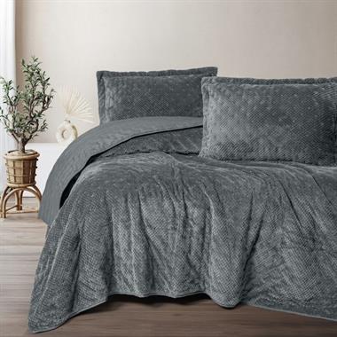 Cotton Box Softness Boleta Çift Kişilik Yatak Örtüsü Seti 260x230 cm Koyu Gri