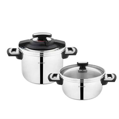 Schafer 1S3209-27002-SIY01 İn-Safe 2 li Düdüklü Tencere Seti 4 Parça-Siyah